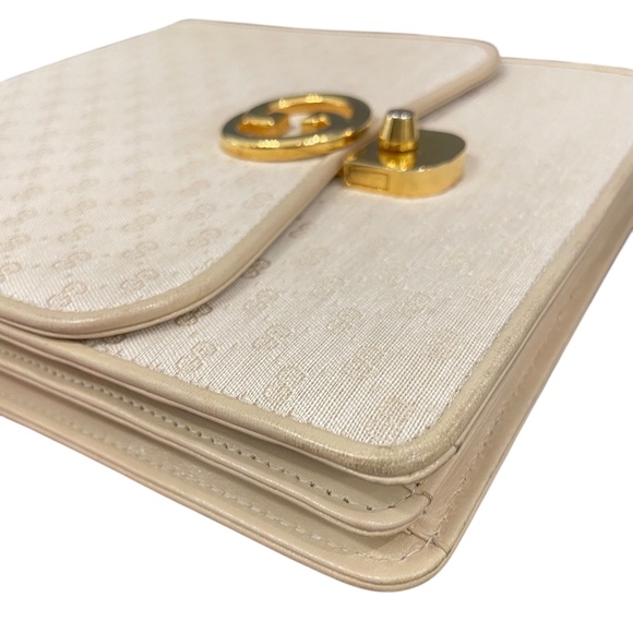 Gucci Shoulder Bag w/ COA | Authentic Gucci Handbag Gold Hardware Ivory Micro GG - Picture 6 of 16